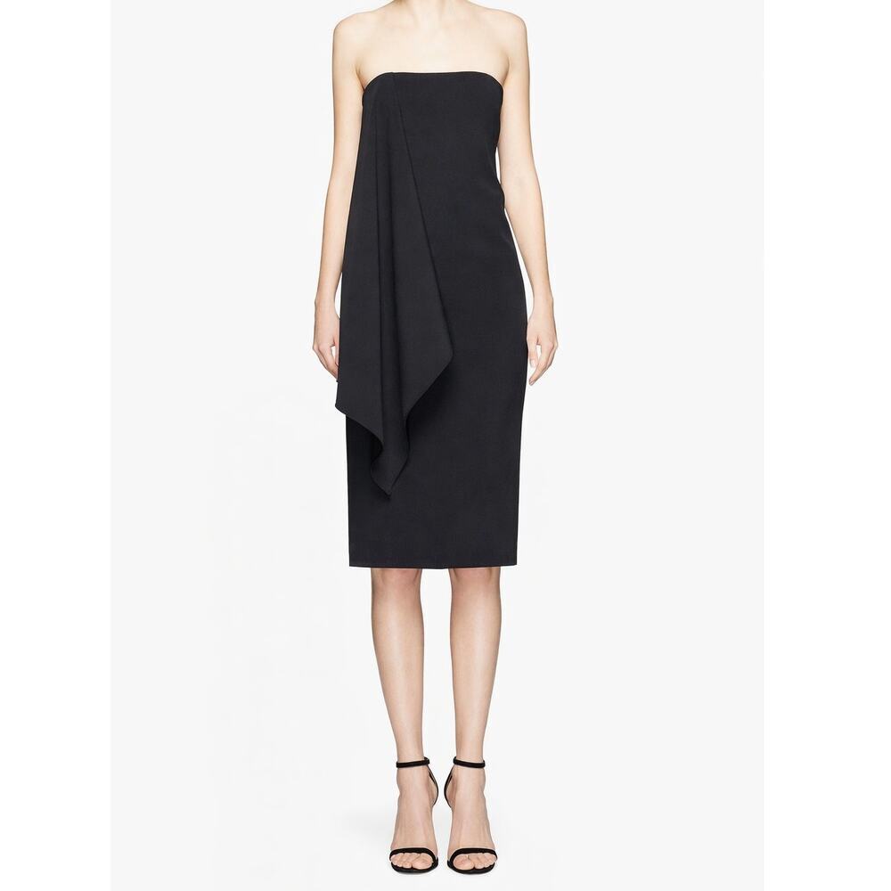Nicholas Paris Crepe Strapless Column Midi Dress Black Size 6